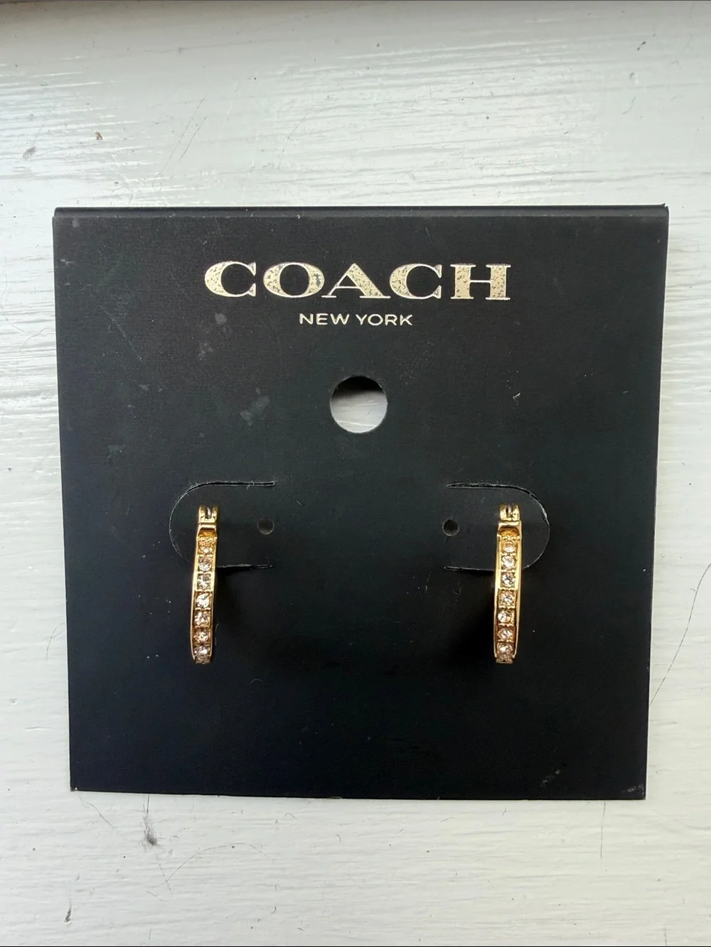 NWT! Coach Gold Pave Signature Huggie Earrings |